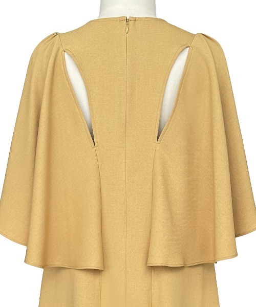 RUIRUE BOUTIQUE（ルイルエブティック）の「洗える ストレッチ ｜ バックテール ケープ ワンピース ｜ レディース おしゃれ きれいめ リゾート 休日コーデ 二の腕カバー 冷房対策 Aラインワンピース リゾートワンピ（ワンピース・レディース・グレー/ブラック/イエロー・S/M/L/LL）」の20枚目の写真