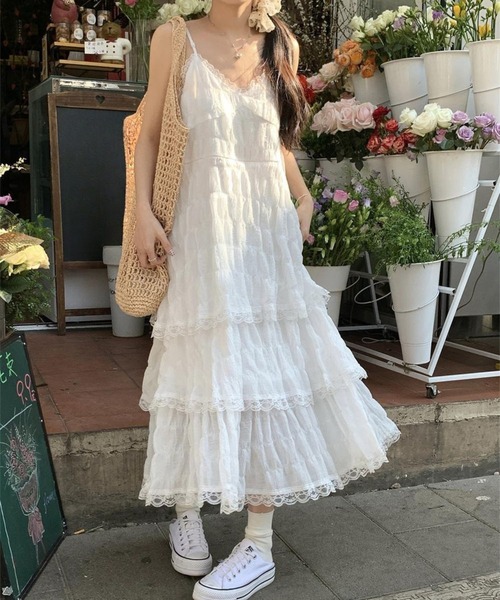 レースティアードキャミロングワンピース（ワンピース）｜SPIGA