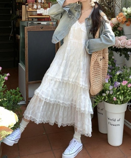 SPIGA(スピーガ)の「レースティアードキャミロングワンピース(ワンピース・レディース・ホワイト・SMALL/MEDIUM/LARGE/X-LARGE)」の2枚目の写真