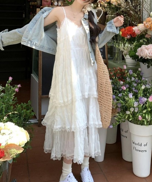 SPIGA(スピーガ)の「レースティアードキャミロングワンピース(ワンピース・レディース・ホワイト・SMALL/MEDIUM/LARGE/X-LARGE)」の3枚目の写真