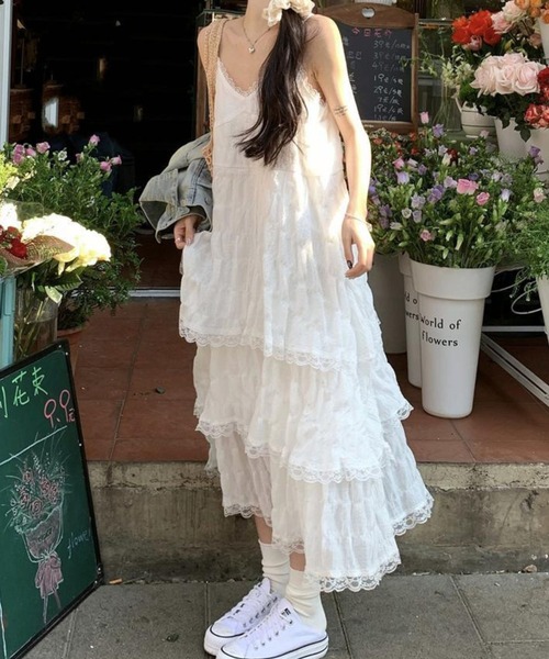 SPIGA(スピーガ)の「レースティアードキャミロングワンピース(ワンピース・レディース・ホワイト・SMALL/MEDIUM/LARGE/X-LARGE)」の6枚目の写真