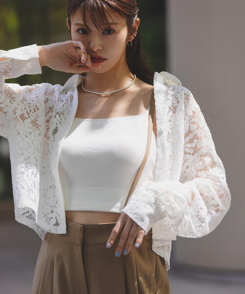 ブラウス シャツ レース クロップド シャツ レディース N.Natural Beauty Basic ブラウス シャツ クロップドレース