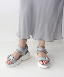 Fin | ベルテッド厚底ベルクロスポーツサンダル【低反発スポンジ入り】(サンダル)