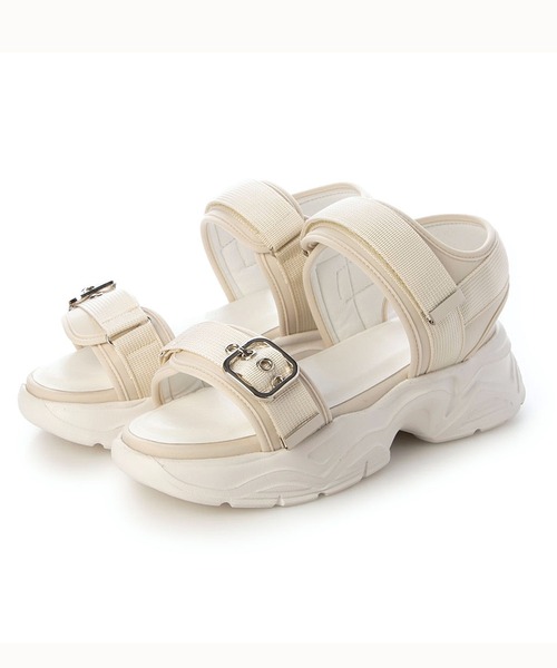 Fin（フィン）の「ベルテッド厚底ベルクロスポーツサンダル【低反発スポンジ入り】（サンダル・レディース・ブラック/グレー/アイボリー・LL/S/M/L）」の11枚目の写真