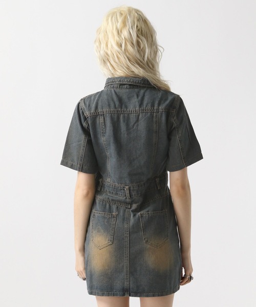 FOREVER 21（フォーエバー トゥエンティーワン）の「【2025SS】半袖ヴィンテージライクデニムワンピース（ワンピース・レディース・ネイビー/ブルー・SMALL/MEDIUM）」の13枚目の写真