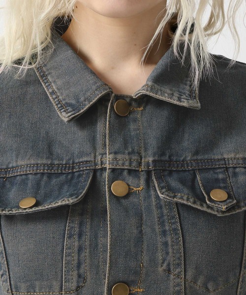 FOREVER 21（フォーエバー トゥエンティーワン）の「【2025SS】半袖ヴィンテージライクデニムワンピース（ワンピース・レディース・ネイビー/ブルー・SMALL/MEDIUM）」の15枚目の写真