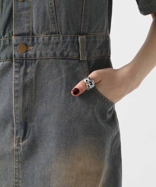 FOREVER 21（フォーエバー トゥエンティーワン）の「【2025SS】半袖ヴィンテージライクデニムワンピース（ワンピース・レディース・ネイビー/ブルー・SMALL/MEDIUM）」の17枚目の写真