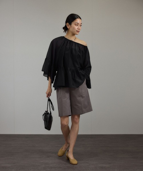 SALON adam et rope'（サロン アダム エ ロペ）の「コットンシルクレジェールフレアブラウス（シャツ/ブラウス・レディース・オレンジ/ベージュ/ブラック・FREE）」の7枚目の写真