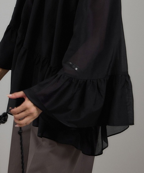 SALON adam et rope'（サロン アダム エ ロペ）の「コットンシルクレジェールフレアブラウス（シャツ/ブラウス・レディース・オレンジ/ベージュ/ブラック・FREE）」の14枚目の写真