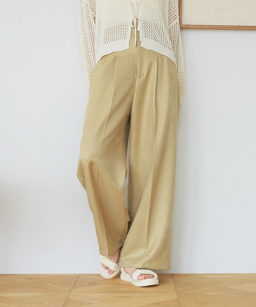 mysty woman（ミスティウーマン）の「［追加1］パターン切り替えストレートパンツ 497415（その他パンツ・レディース・グレー/ベージュ/ブラウン・FREE）」の3枚目の写真