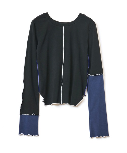 AULA AILA(アウラアイラ)の「カラーブロックトップス(Tシャツ/カットソー・レディース・ブラック/ブルー/ライトグレー・0)」の10枚目の写真