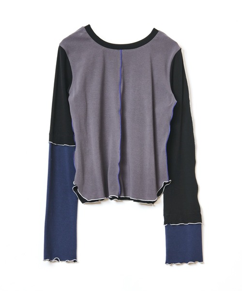 AULA AILA(アウラアイラ)の「カラーブロックトップス(Tシャツ/カットソー・レディース・ブラック/ブルー/ライトグレー・0)」の11枚目の写真