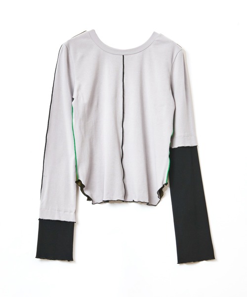 AULA AILA(アウラアイラ)の「カラーブロックトップス(Tシャツ/カットソー・レディース・ブラック/ブルー/ライトグレー・0)」の5枚目の写真