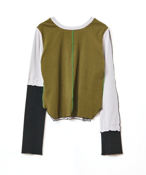 AULA AILA(アウラアイラ)の「カラーブロックトップス(Tシャツ/カットソー・レディース・ブラック/ブルー/ライトグレー・0)」の4枚目の写真