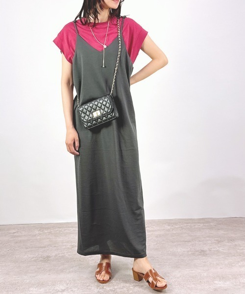 CLOTHY(クロシィ)の「【コーディネートいろいろ広がる♪】フクレキャミワンピース(ワンピース・レディース・チャコールグレー/ブラック・MEDIUM)」の16枚目の写真