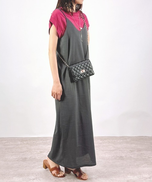 CLOTHY(クロシィ)の「【コーディネートいろいろ広がる♪】フクレキャミワンピース(ワンピース・レディース・チャコールグレー/ブラック・MEDIUM)」の15枚目の写真