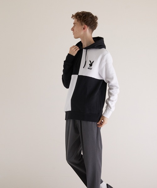 セール】ハフ×プレイボーイ ブロック切替 プルオーバーPK HUF