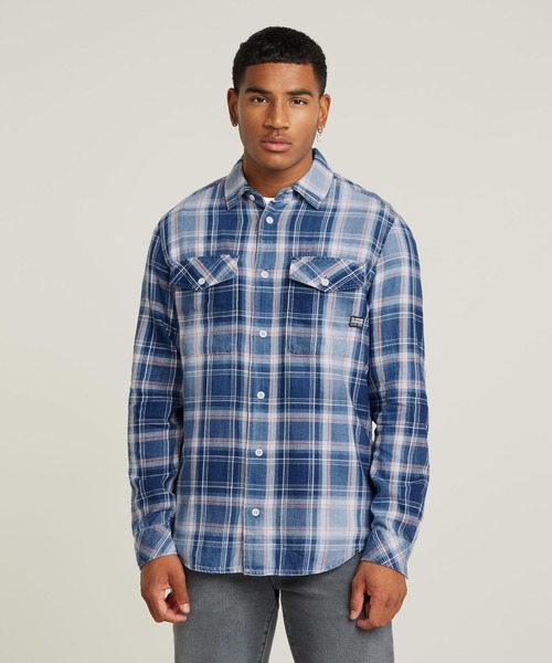 G-STAR（ジースター）の「MARINE SLIM SHIRT/ミリタリーディテールライトウェイトチェックシャツ（シャツ/ブラウス・メンズ・チェック・X-LARGE/MEDIUM/LARGE）」の2枚目の写真