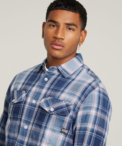G-STAR（ジースター）の「MARINE SLIM SHIRT/ミリタリーディテールライトウェイトチェックシャツ（シャツ/ブラウス・メンズ・チェック・X-LARGE/MEDIUM/LARGE）」の5枚目の写真