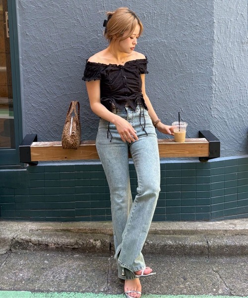 FREE'S MART(フリーズマート)の「◆ドロストリボンフレンチブラウス(シャツ/ブラウス・レディース・ブラック/ブルー/イエロー/ホワイト・FREE)」の18枚目の写真