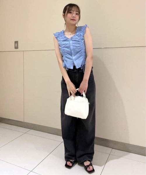 FREE'S MART(フリーズマート)の「◆ドロストリボンフレンチブラウス(シャツ/ブラウス・レディース・ブラック/ブルー/イエロー/ホワイト・FREE)」の11枚目の写真