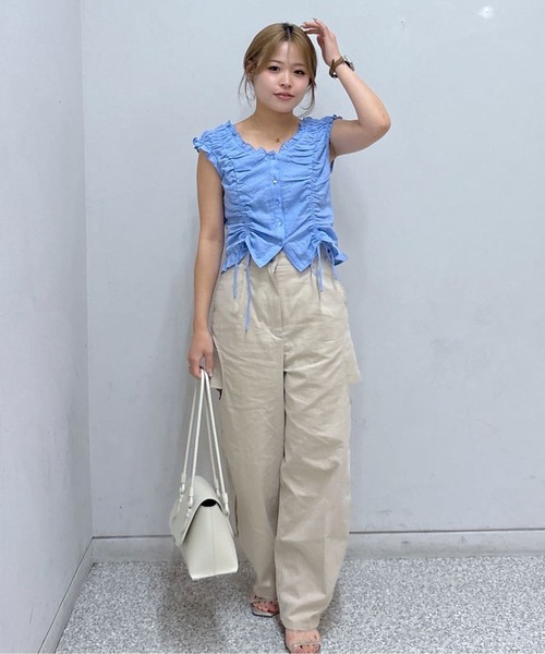 FREE'S MART(フリーズマート)の「◆ドロストリボンフレンチブラウス(シャツ/ブラウス・レディース・ブラック/ブルー/イエロー/ホワイト・FREE)」の7枚目の写真