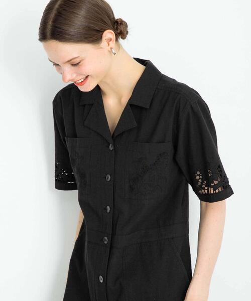 URBAN RESEARCH Sonny Label(アーバンリサーチサニーレーベル)の「エンブロイダリーコットンオールインワン(サロペット/オーバーオール・レディース・ブラック/ブラウン系その他・36/38)」の5枚目の写真