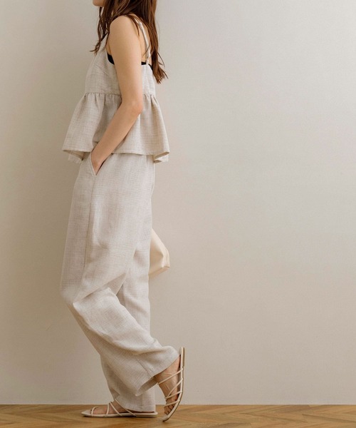 NOAHL（ノアル）の「【NOAHL】MIXリネンライクキャミソールビスチェ（キャミソール・レディース・ライトベージュ/ブラック・FREE）」の4枚目の写真