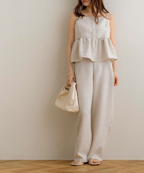 NOAHL（ノアル）の「【NOAHL】MIXリネンライクキャミソールビスチェ（キャミソール・レディース・ライトベージュ/ブラック・FREE）」の5枚目の写真