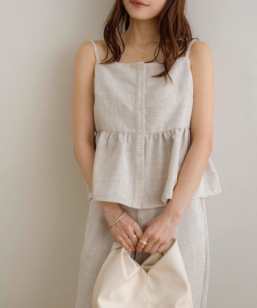 NOAHL（ノアル）の「【NOAHL】MIXリネンライクキャミソールビスチェ（キャミソール・レディース・ライトベージュ/ブラック・FREE）」の6枚目の写真