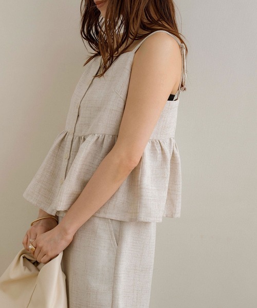 NOAHL（ノアル）の「【NOAHL】MIXリネンライクキャミソールビスチェ（キャミソール・レディース・ライトベージュ/ブラック・FREE）」の7枚目の写真