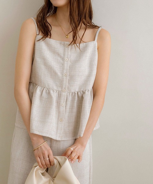 NOAHL（ノアル）の「【NOAHL】MIXリネンライクキャミソールビスチェ（キャミソール・レディース・ライトベージュ/ブラック・FREE）」の8枚目の写真