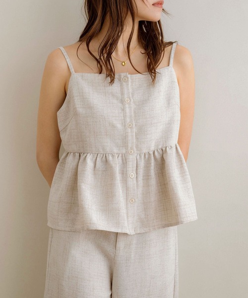 NOAHL（ノアル）の「【NOAHL】MIXリネンライクキャミソールビスチェ（キャミソール・レディース・ライトベージュ/ブラック・FREE）」の9枚目の写真