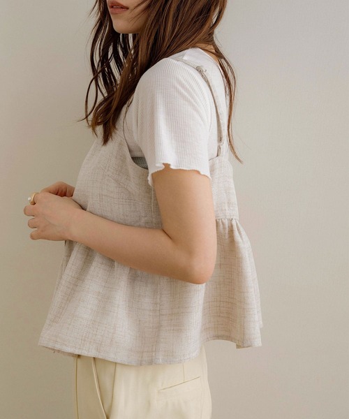 NOAHL（ノアル）の「【NOAHL】MIXリネンライクキャミソールビスチェ（キャミソール・レディース・ライトベージュ/ブラック・FREE）」の15枚目の写真
