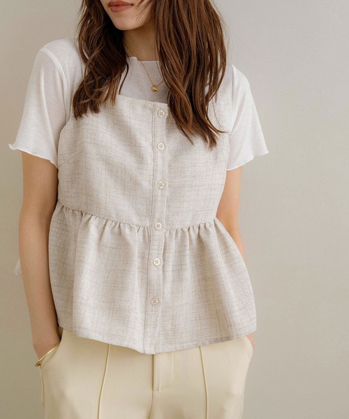 NOAHL（ノアル）の「【NOAHL】MIXリネンライクキャミソールビスチェ（キャミソール・レディース・ライトベージュ/ブラック・FREE）」の17枚目の写真