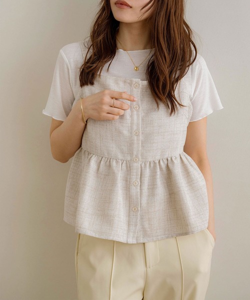 NOAHL（ノアル）の「【NOAHL】MIXリネンライクキャミソールビスチェ（キャミソール・レディース・ライトベージュ/ブラック・FREE）」の22枚目の写真