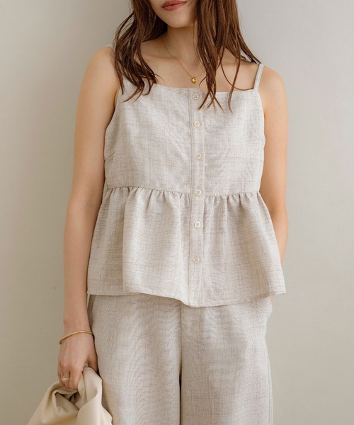 NOAHL（ノアル）の「【NOAHL】MIXリネンライクキャミソールビスチェ（キャミソール・レディース・ライトベージュ/ブラック・FREE）」の3枚目の写真
