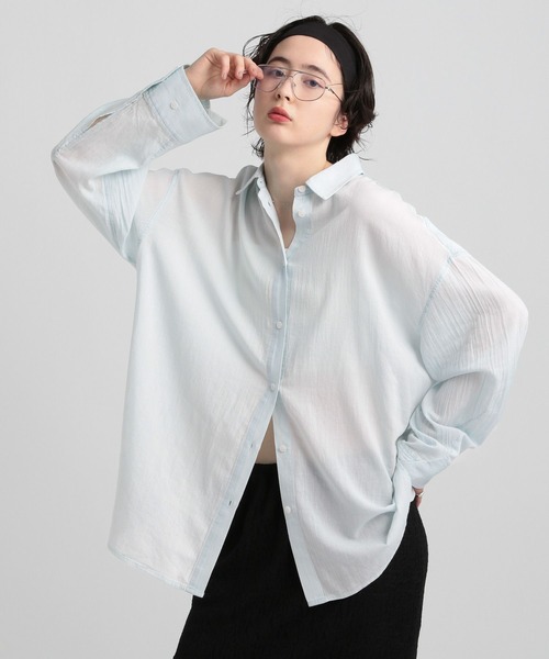 GEORGE'S(ジョージズ)の「シアーデニムBIGシャツ(シャツ/ブラウス・レディース・スカイブルー/ブルー系その他・SMALL/MEDIUM)」の14枚目の写真