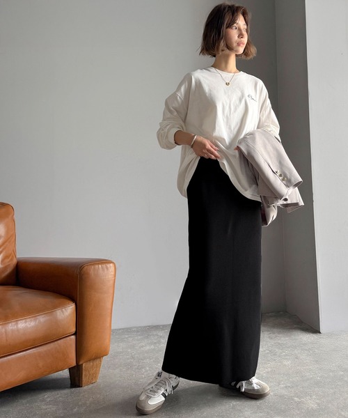 classicalelf（クラシカルエルフ）の「スリット位置自由自在。マルチWAYニットナロースカート（ロング丈）（スカート・レディース・ブラウン/チャコール/ブラック・LARGE/MEDIUM/SMALL/X-LARGE）」の19枚目の写真