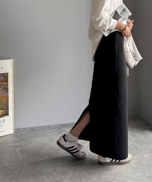 classicalelf（クラシカルエルフ）の「スリット位置自由自在。マルチWAYニットナロースカート（ロング丈）（スカート・レディース・ブラウン/チャコール/ブラック・LARGE/MEDIUM/SMALL/X-LARGE）」の18枚目の写真