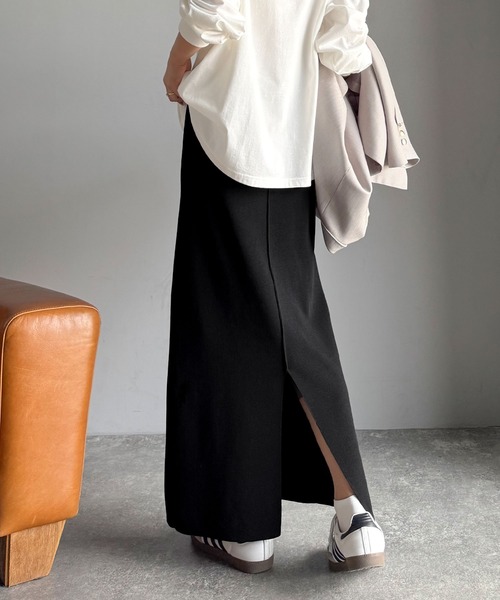 classicalelf（クラシカルエルフ）の「スリット位置自由自在。マルチWAYニットナロースカート（ロング丈）（スカート・レディース・ブラウン/チャコール/ブラック・LARGE/MEDIUM/SMALL/X-LARGE）」の22枚目の写真
