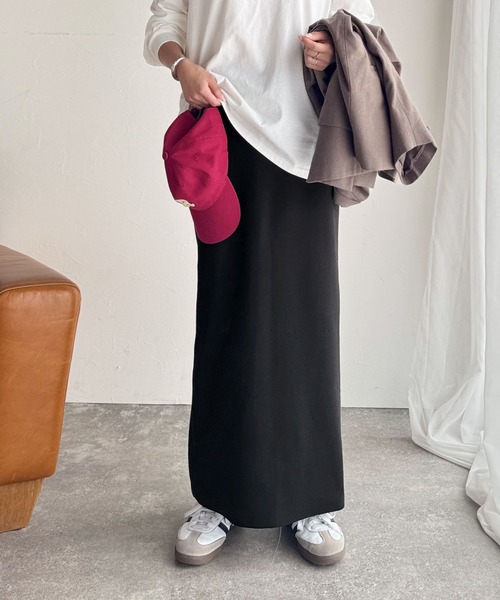 classicalelf（クラシカルエルフ）の「スリット位置自由自在。マルチWAYニットナロースカート（ロング丈）（スカート・レディース・ブラウン/チャコール/ブラック・LARGE/MEDIUM/SMALL/X-LARGE）」の21枚目の写真