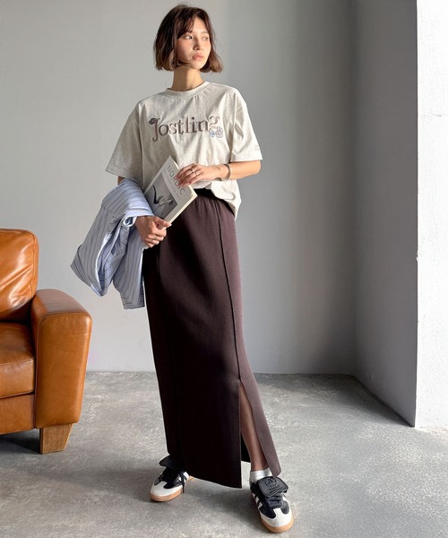 classicalelf（クラシカルエルフ）の「スリット位置自由自在。マルチWAYニットナロースカート（ロング丈）（スカート・レディース・ブラウン/チャコール/ブラック・LARGE/MEDIUM/SMALL/X-LARGE）」の8枚目の写真