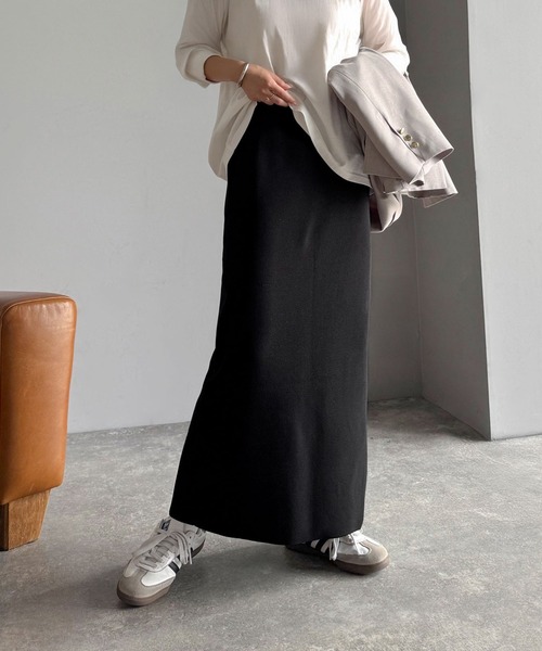 classicalelf（クラシカルエルフ）の「スリット位置自由自在。マルチWAYニットナロースカート（ロング丈）（スカート・レディース・ブラウン/チャコール/ブラック・LARGE/MEDIUM/SMALL/X-LARGE）」の15枚目の写真
