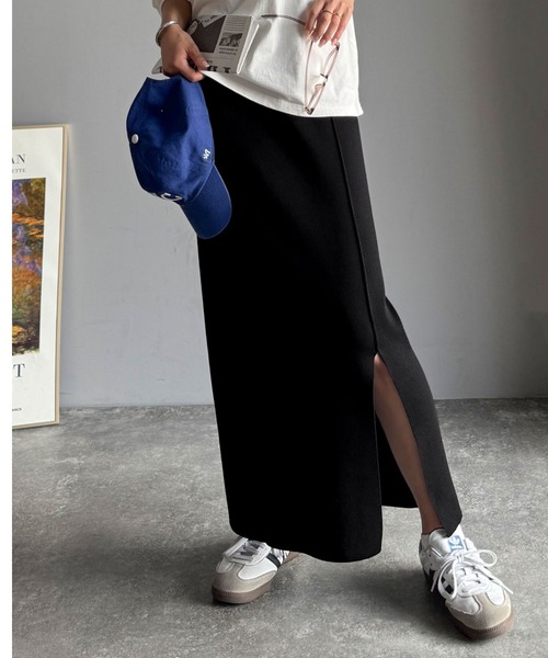classicalelf（クラシカルエルフ）の「スリット位置自由自在。マルチWAYニットナロースカート（ロング丈）（スカート・レディース・ブラウン/チャコール/ブラック・LARGE/MEDIUM/SMALL/X-LARGE）」の16枚目の写真