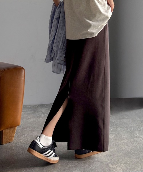 classicalelf（クラシカルエルフ）の「スリット位置自由自在。マルチWAYニットナロースカート（ロング丈）（スカート・レディース・ブラウン/チャコール/ブラック・LARGE/MEDIUM/SMALL/X-LARGE）」の12枚目の写真
