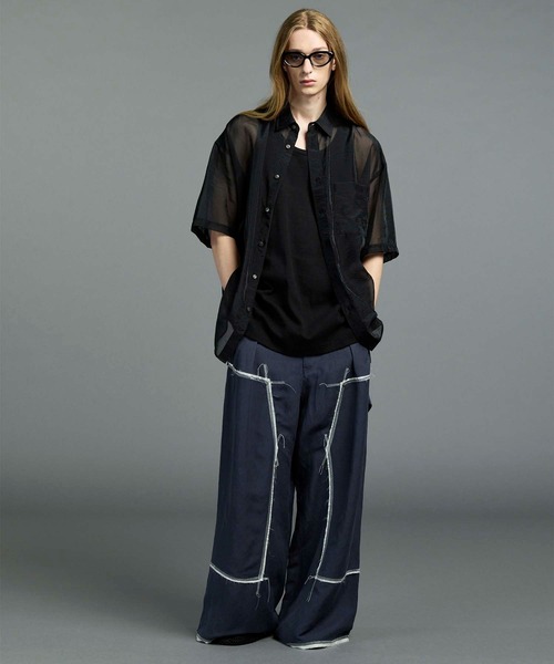 UNISEX》Washable Poplin Double Knee Wide Pants