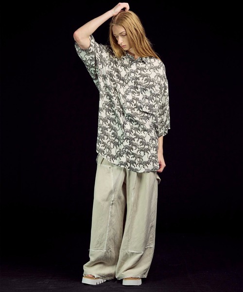 UNISEX》Washable Poplin Double Knee Wide Pants