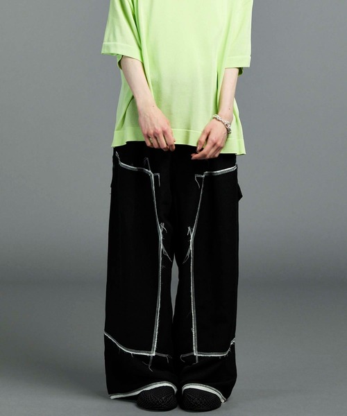 ワイドポプリンパンツ UNISEX》Washable Poplin Double Knee Wide Pants