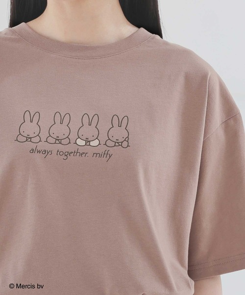Honeys(ハニーズ)の「【UVカット】ミッフィー/ゆるTシャツ(Tシャツ/カットソー・レディース・ホワイト/ピンク/モカ/ネイビー/ミント/オートミール/スミクロ・LL/L/M/S/SS)」の3枚目の写真